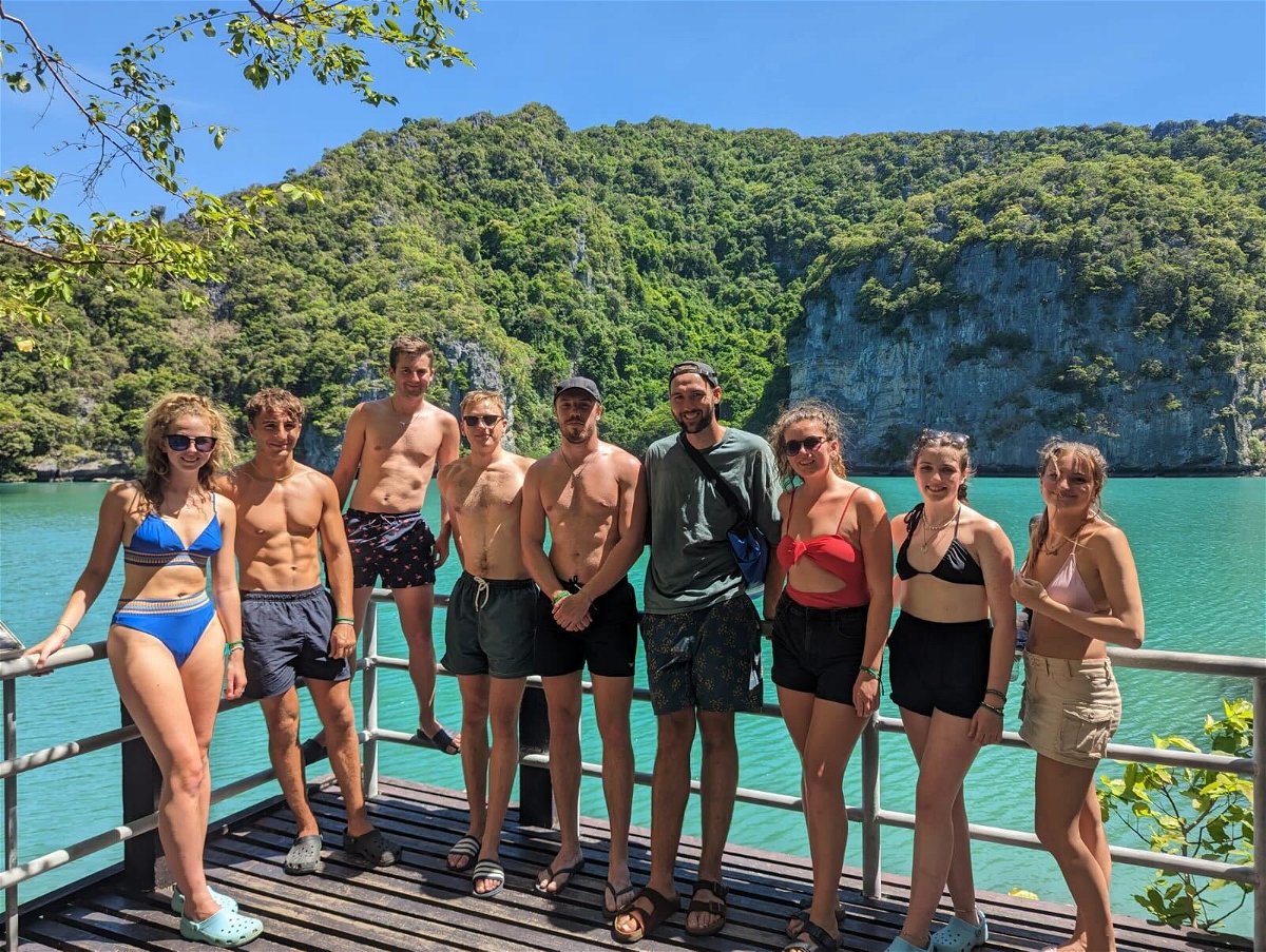 Group at viewpoint at Ang Thong Marine Park, Thailand