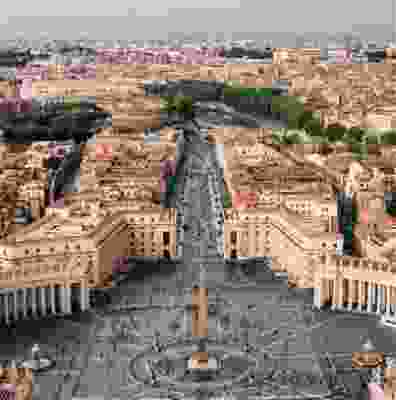 Drone view of Vatican City from above.