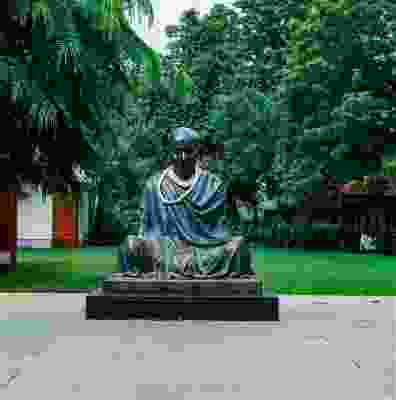 The statue of Gandhi at Sabarmati Ashram.