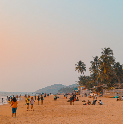 Locals enjoying the beach in Goa.