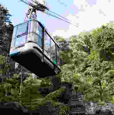 Cable car travelling up Monte Serrat, Colombia.