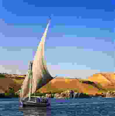 A felucca boat heading down the River Nile.