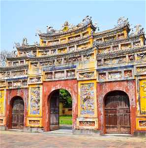 Colourful gates of a citadel in Vietnam